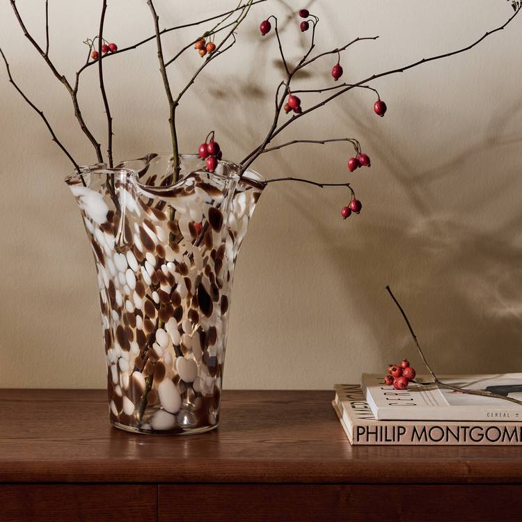 Habitat Confetti Glass Handkerchief Vase - Brown & White