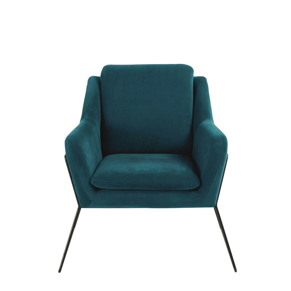 Jasper - Fauteuil en velours bleu pétrole