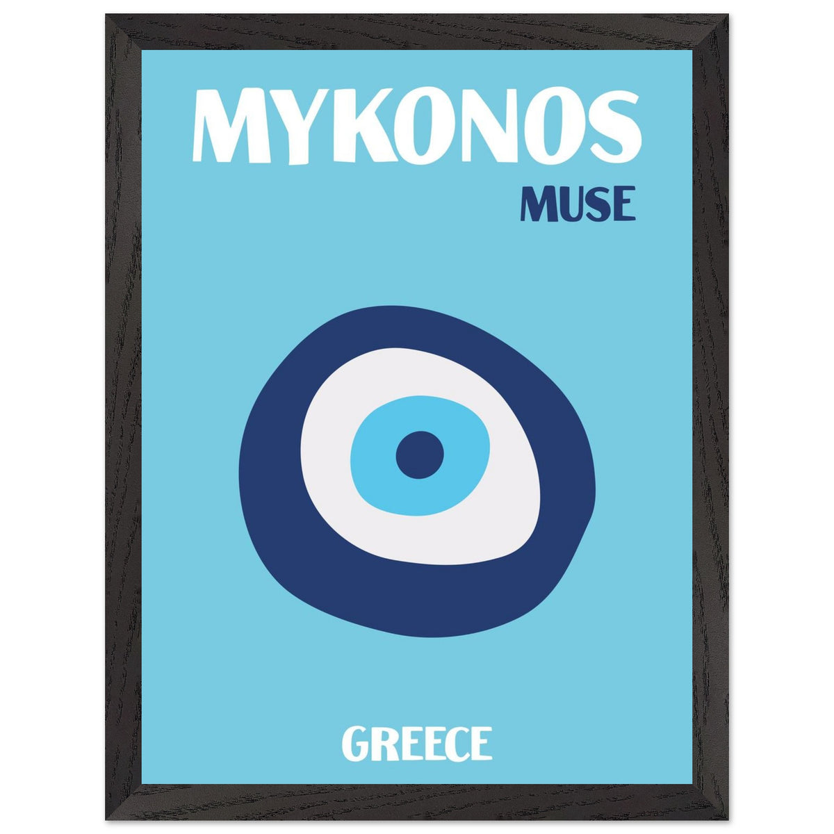 Artfulprints Poster met Lijst Griekenland - Mykonos  - 30x40 cm - Blauw