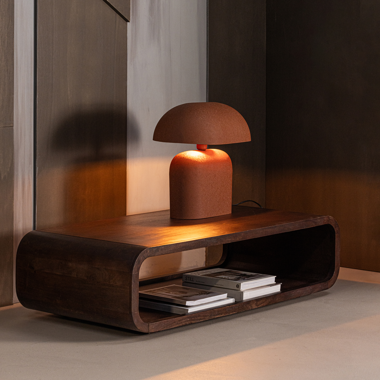 WOOOD Kinu Salontafel - Mangohout - Donkerbruin - 32x120x60