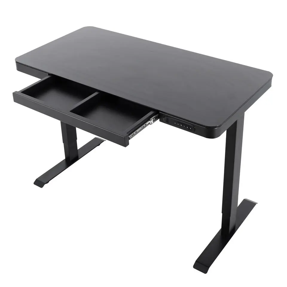 Elektrisch verstelbaar bureau / thuiswerkplek - 120x60 cm - Glas zwar