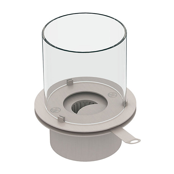 Brûleur rond avec verre pour cheminée au bioéthanol, biocheminée en acier inoxydable 1,5 lt d.25