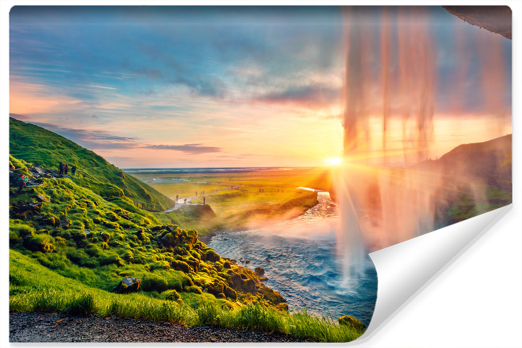 Fototapeta Zachód Słońca Nad Wodospadem 3D 90x60cm