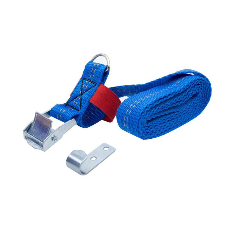 Sangle d'arrimage en polypropylène avec came à griffes et crochet bleue 25 mm x 1,5 m CHAPUIS