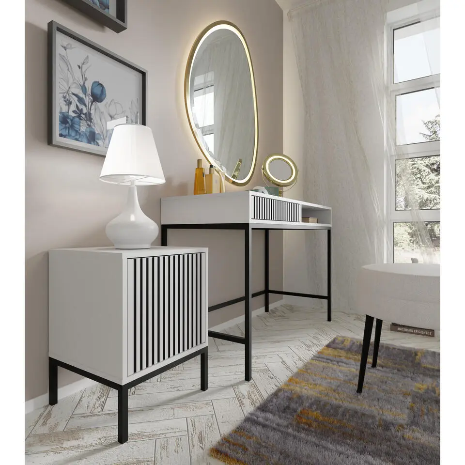 Bureaucontainer Ravenna - wit/zwart - Metall - 41x40x55 cm