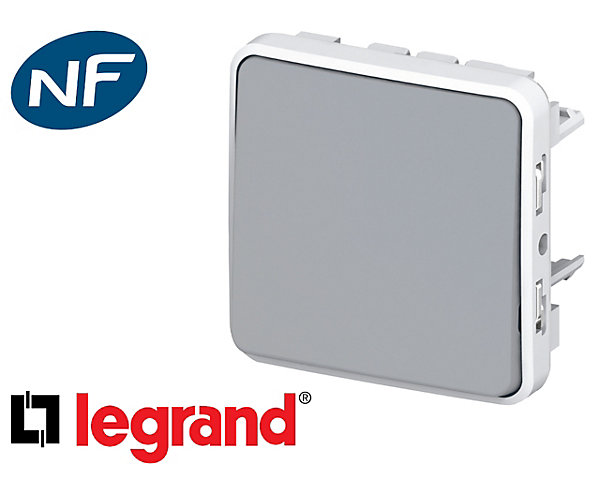 Interrupteur va-et-vient simple Legrand Plexo™ gris composable
