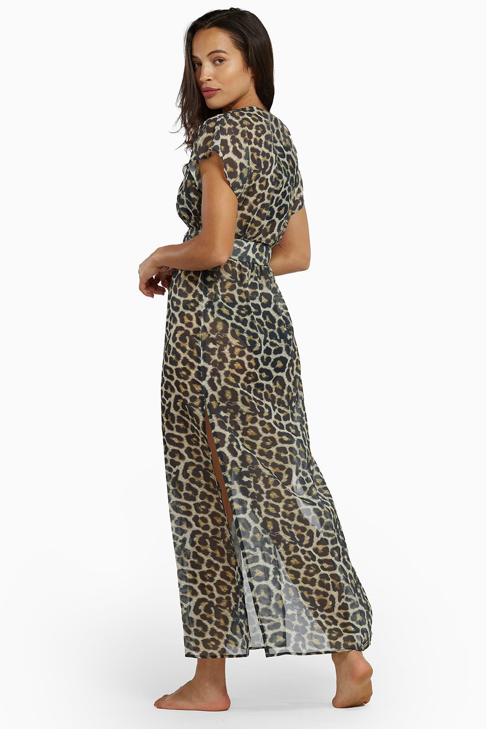 Wolf & Whistle Leopard Print Maxi Beach Cover Up Dress