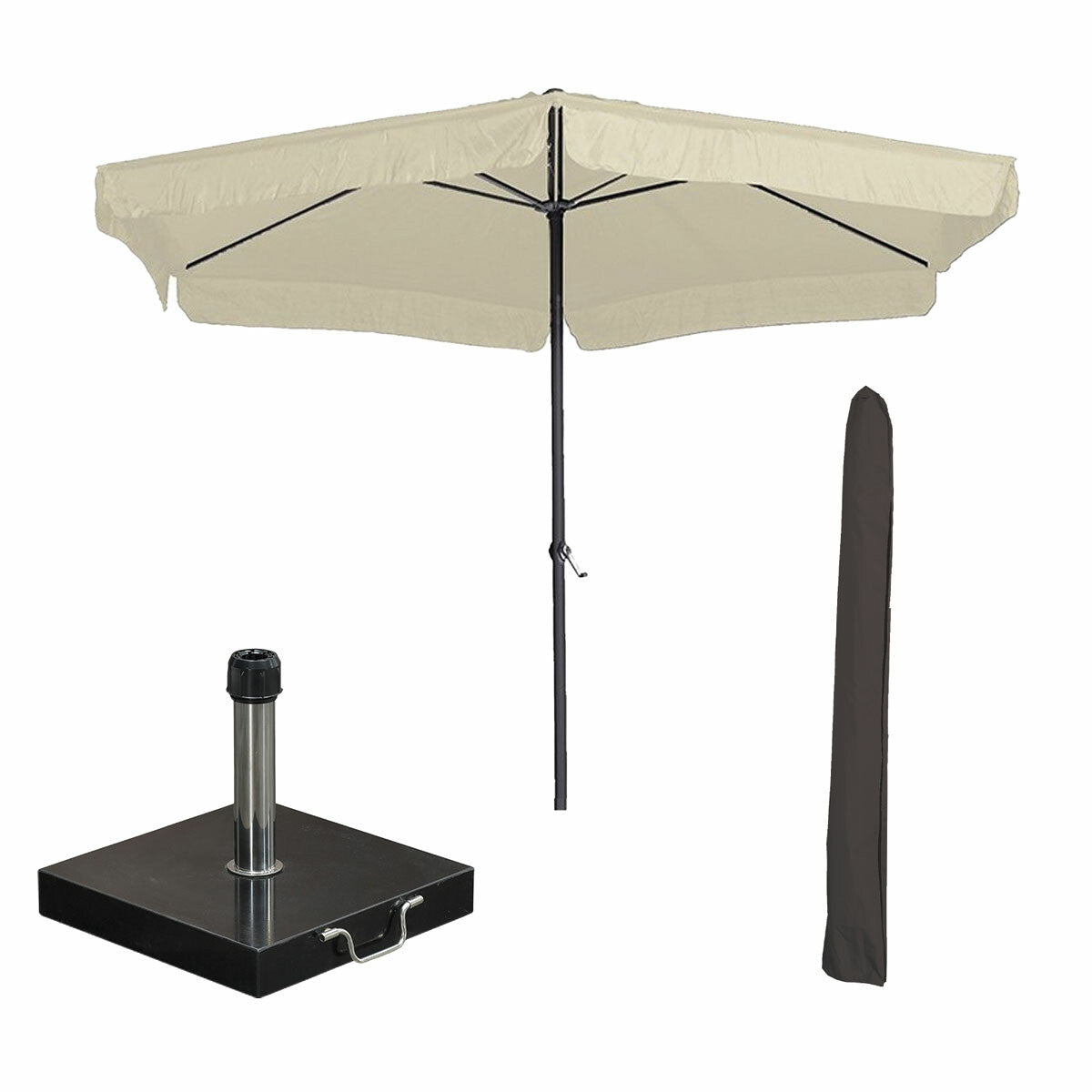 Garden Impressions stokparasol Delta ecru Ø300 cm met 40 kg Cosmo voet en hoes
