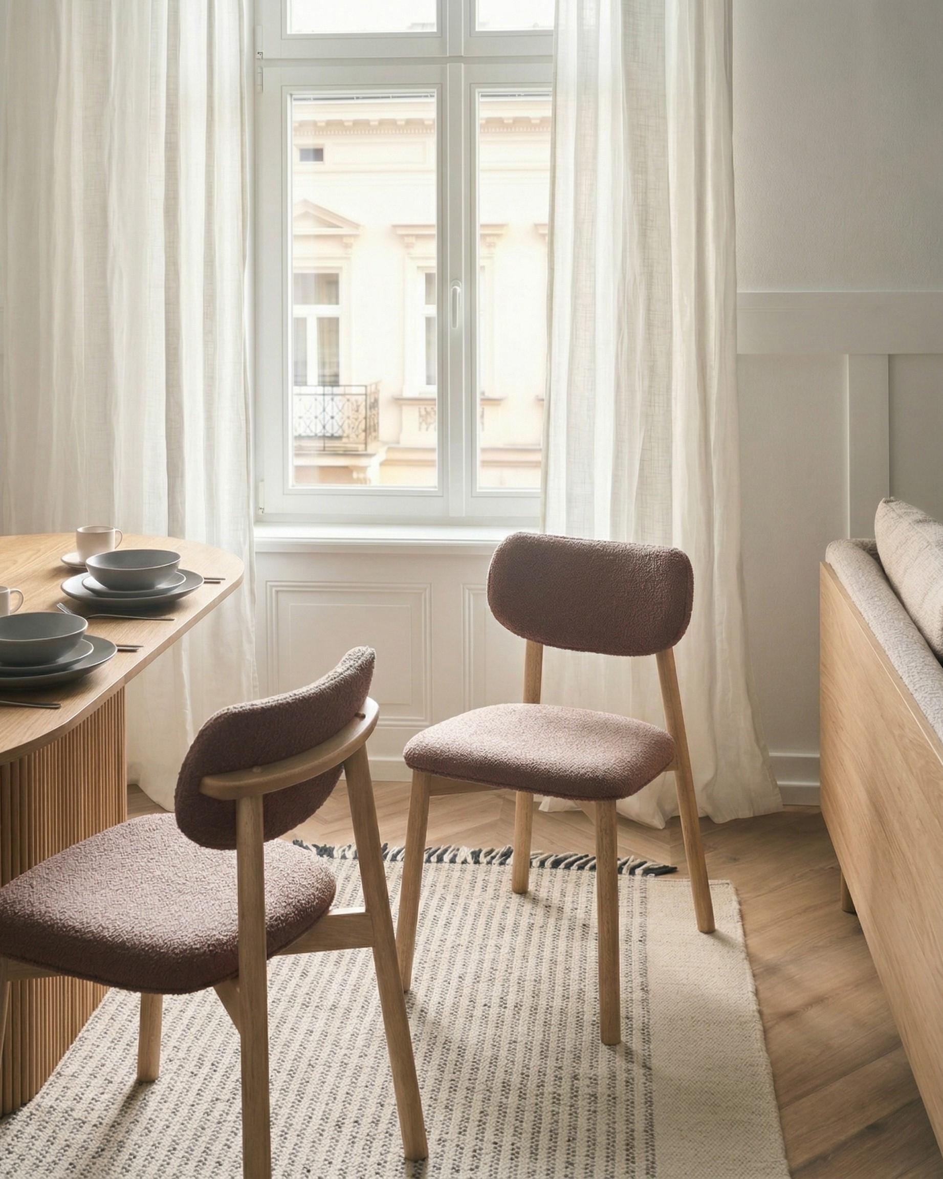 Set of 2 Dining Chairs MILLS Boucle Light Brown/ Taupe