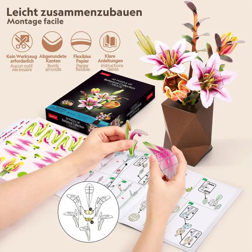 3D-Puzzle Pflanzentopf Tulpe und Lilie