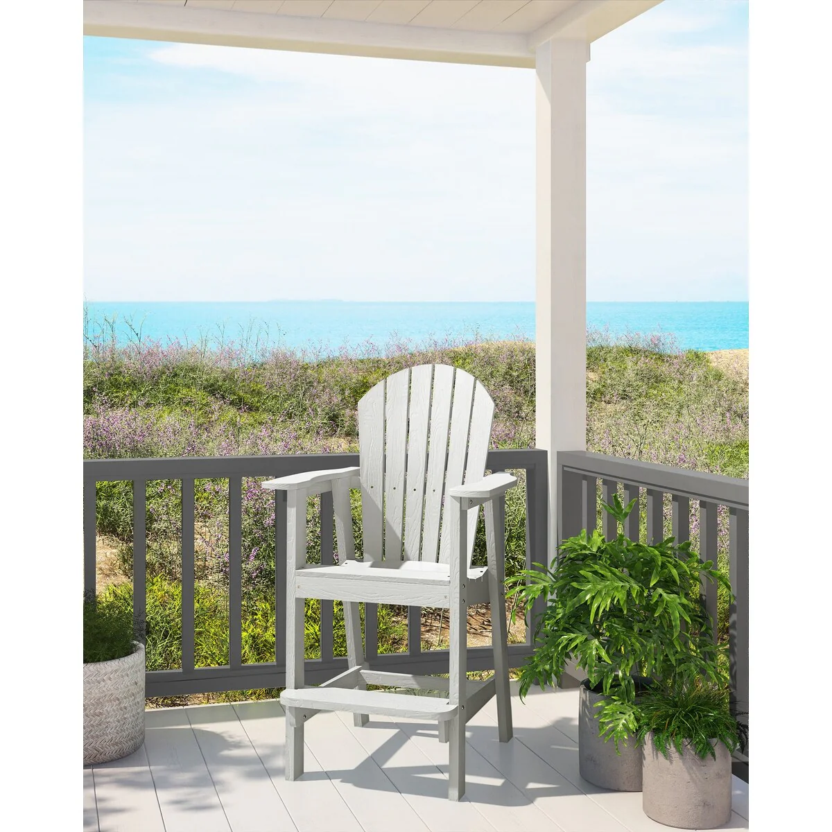 Rustic Adirondack Chairs Outdoor BarStools with Hight Back Design