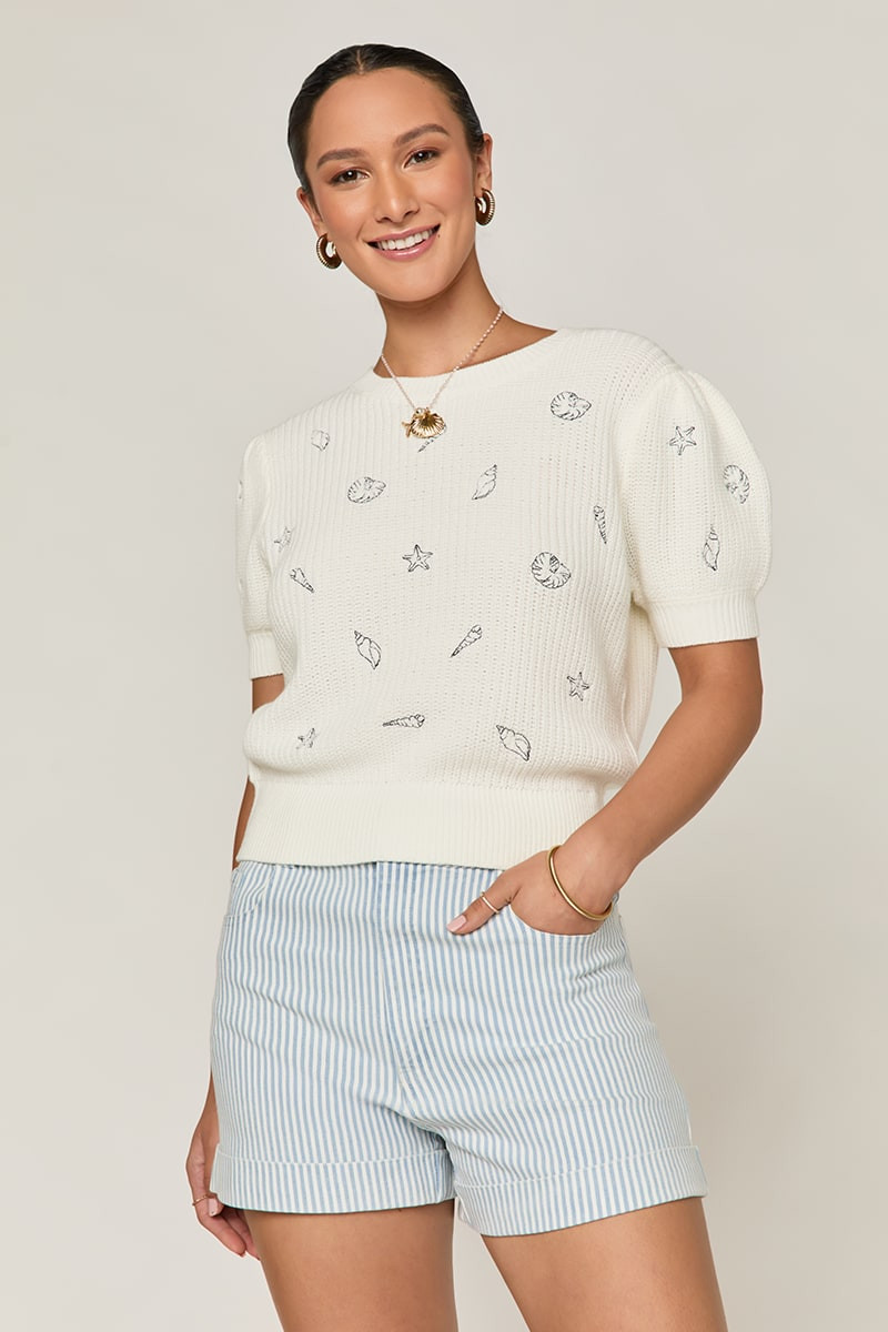 Rita Striped Denim Shorts