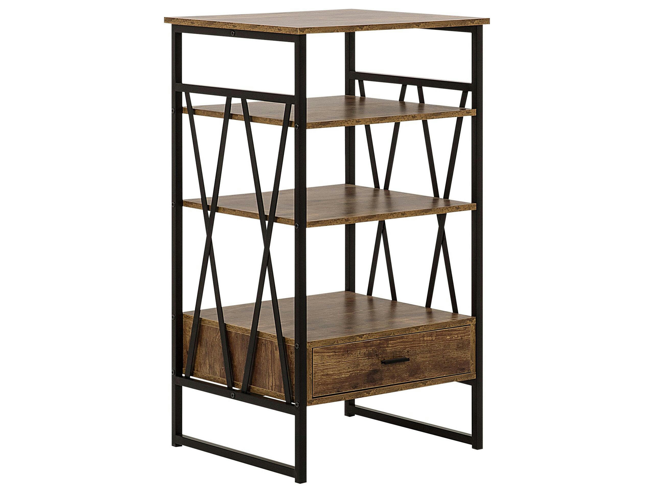 KEENE - Étagère imitation bois foncé avec tiroir