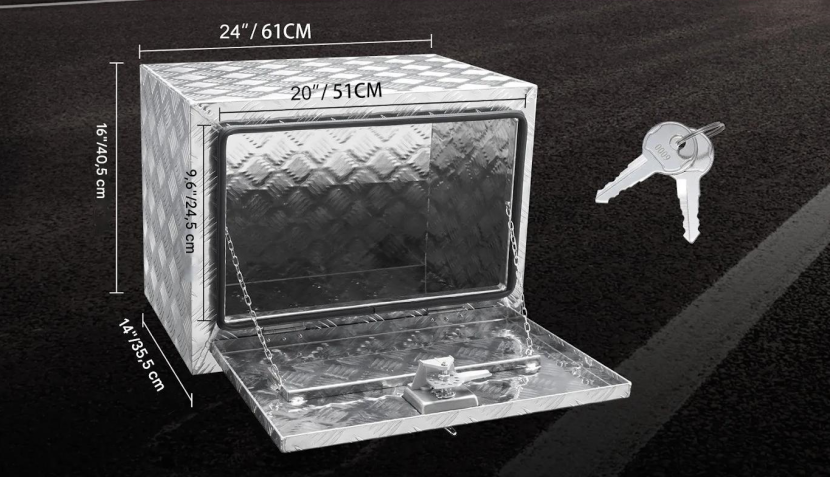 Skrzynia aluminiowa 61x36x41cm wodoodporna - box narzędziowy z zamkiem