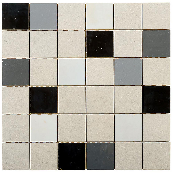 Mosaique de veritableZellige Gris Noir et Pierre 4.95X4.95 Cm - vendu par plaque de 30.5x30.5 cm-