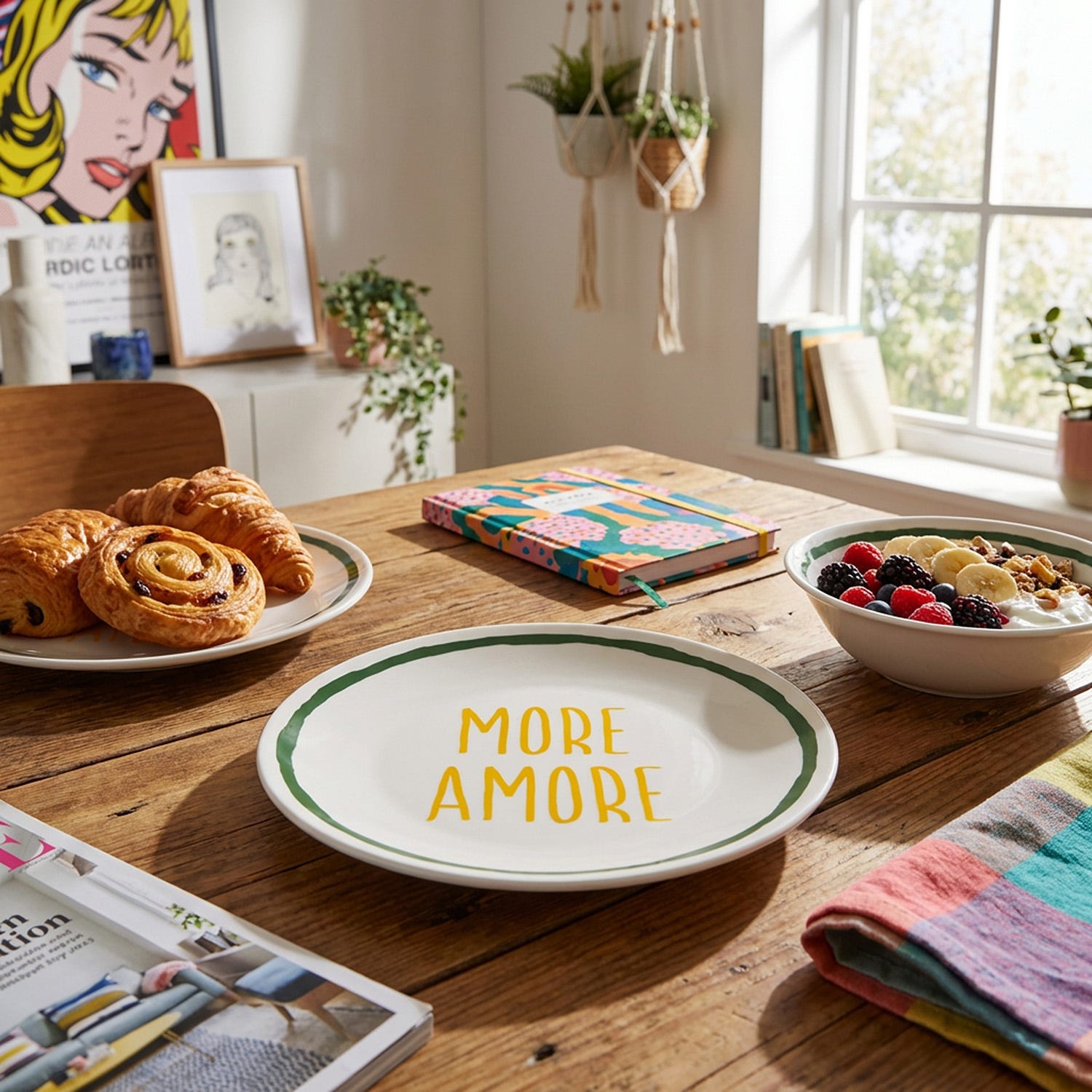 Piatto dolce ceramica More Amore Color Bloom