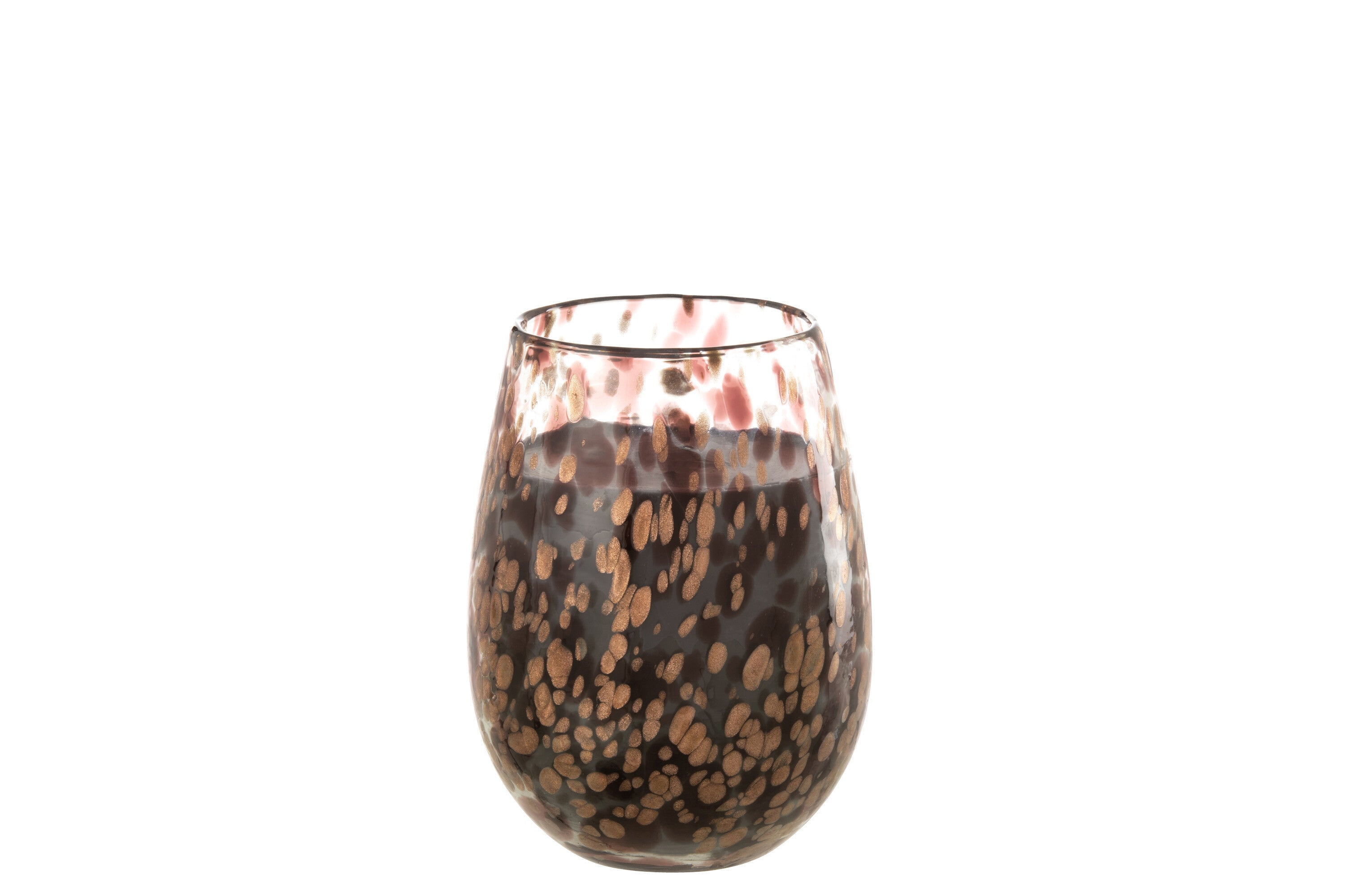 J-Line geurkaars Mia - Leather & Leaves - glas - zwart/mix - medium - 120U