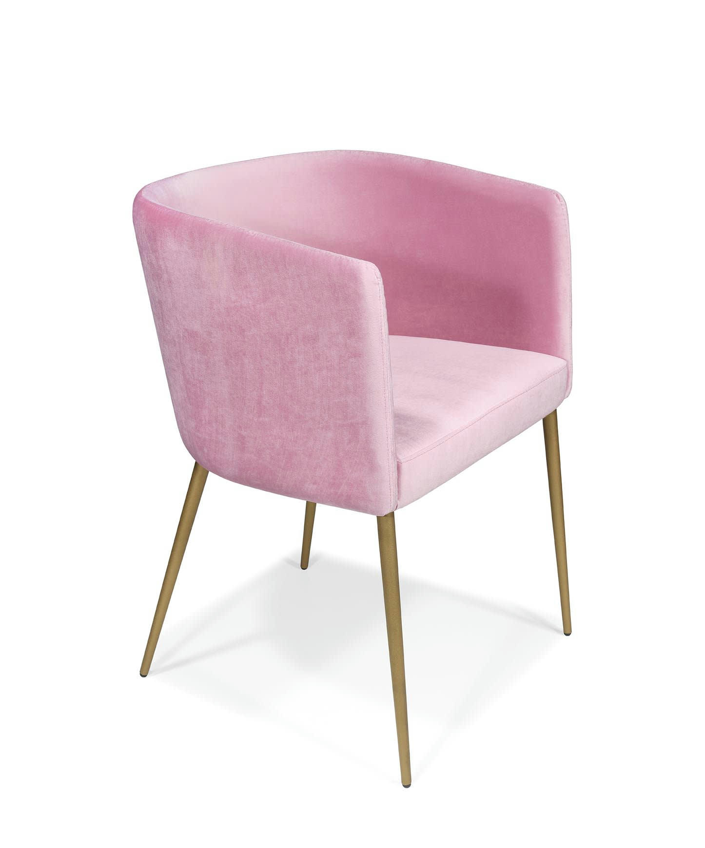 MORA R - Fauteuil en métal et velours rose