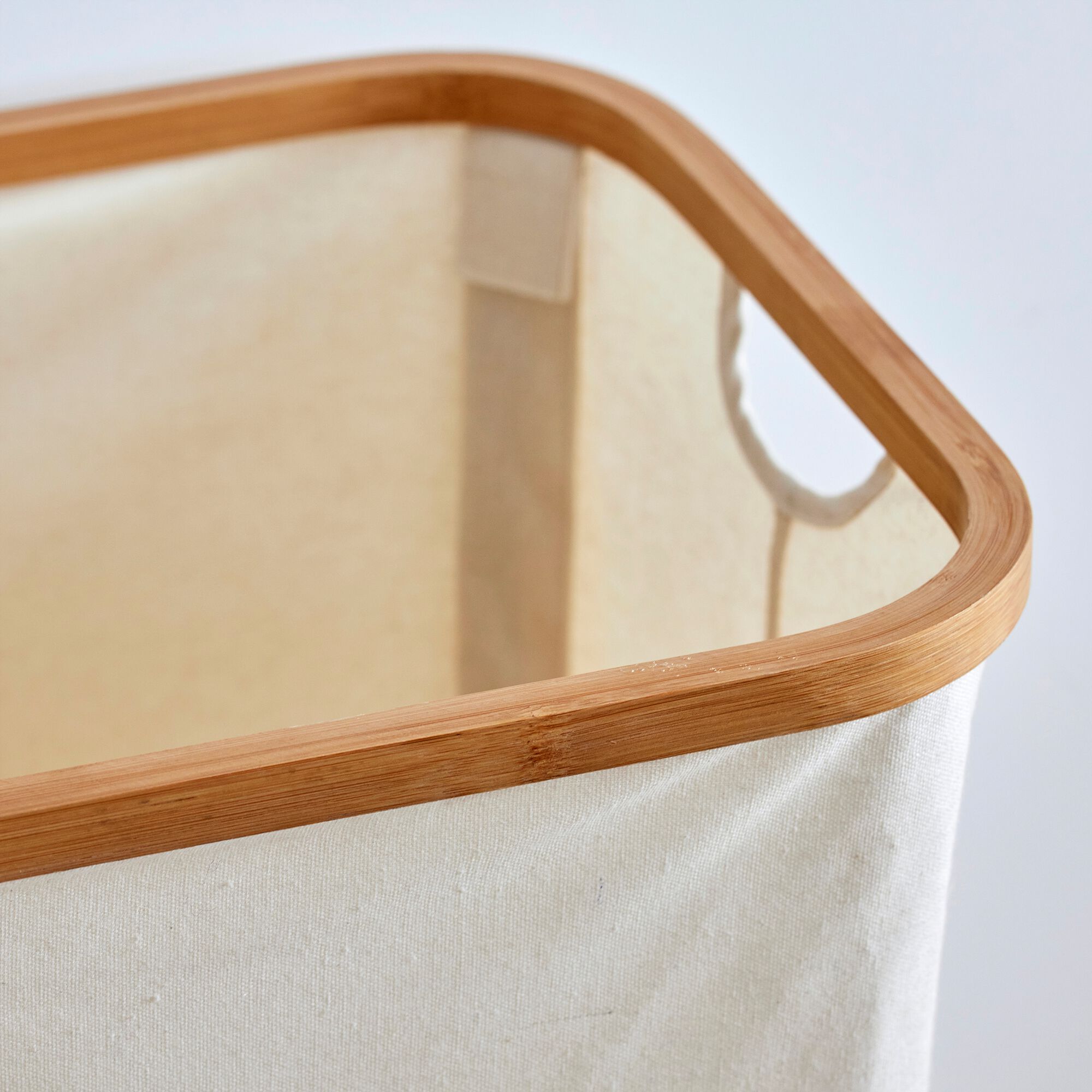 LINO - Panier à linge en polycoton et bambou H60xL54cm - blanc