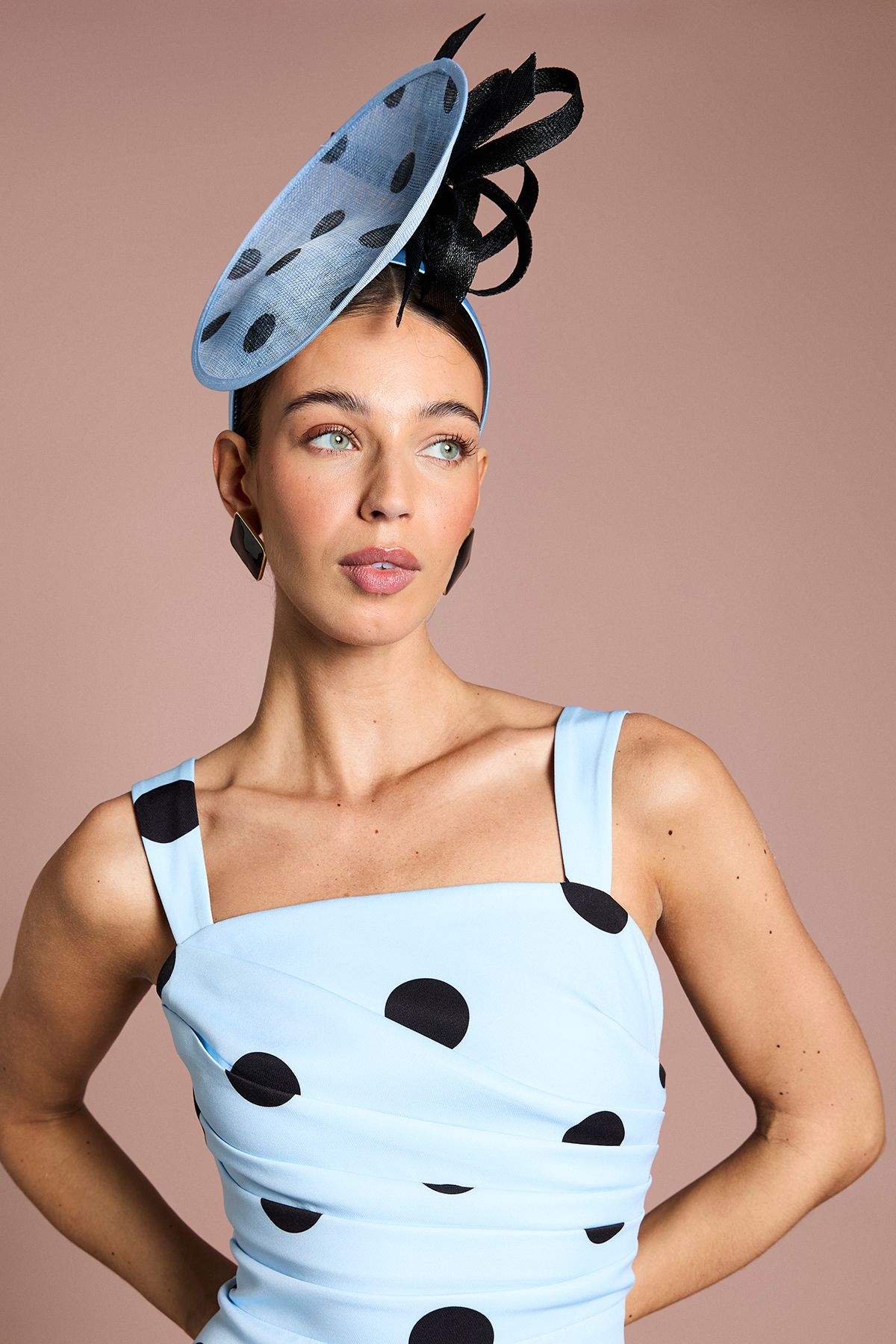 Coast Lisa Tan Printed Spot Disc And Loop Fascinator
