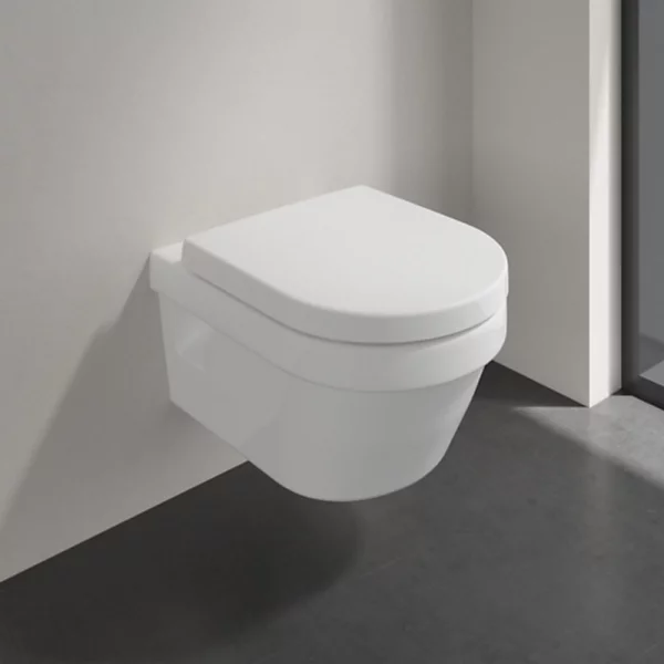 Pack WC suspendu sans bride VILLEROY ET BOCH Architectura Directflush   abattant   plaque blanche   bâti  Tabouret blanc