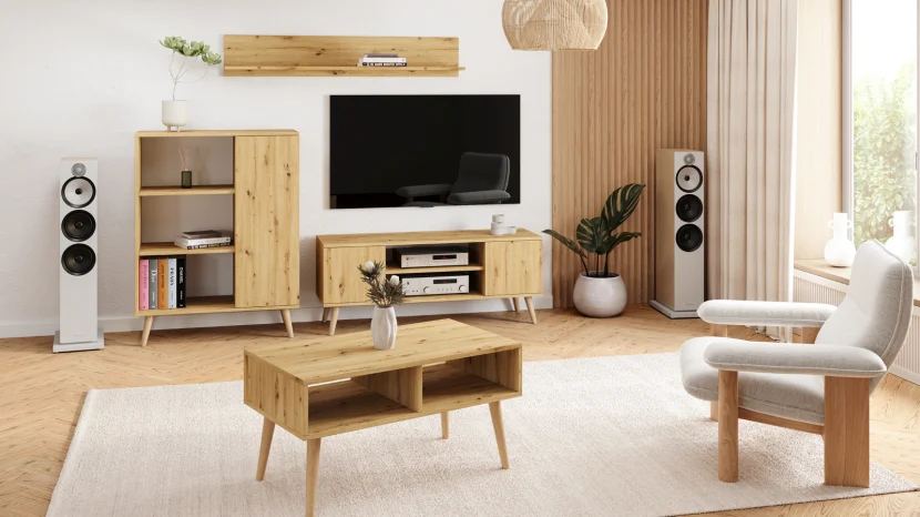 Szafka RTV Focus 135 cm Dąb artisan biały