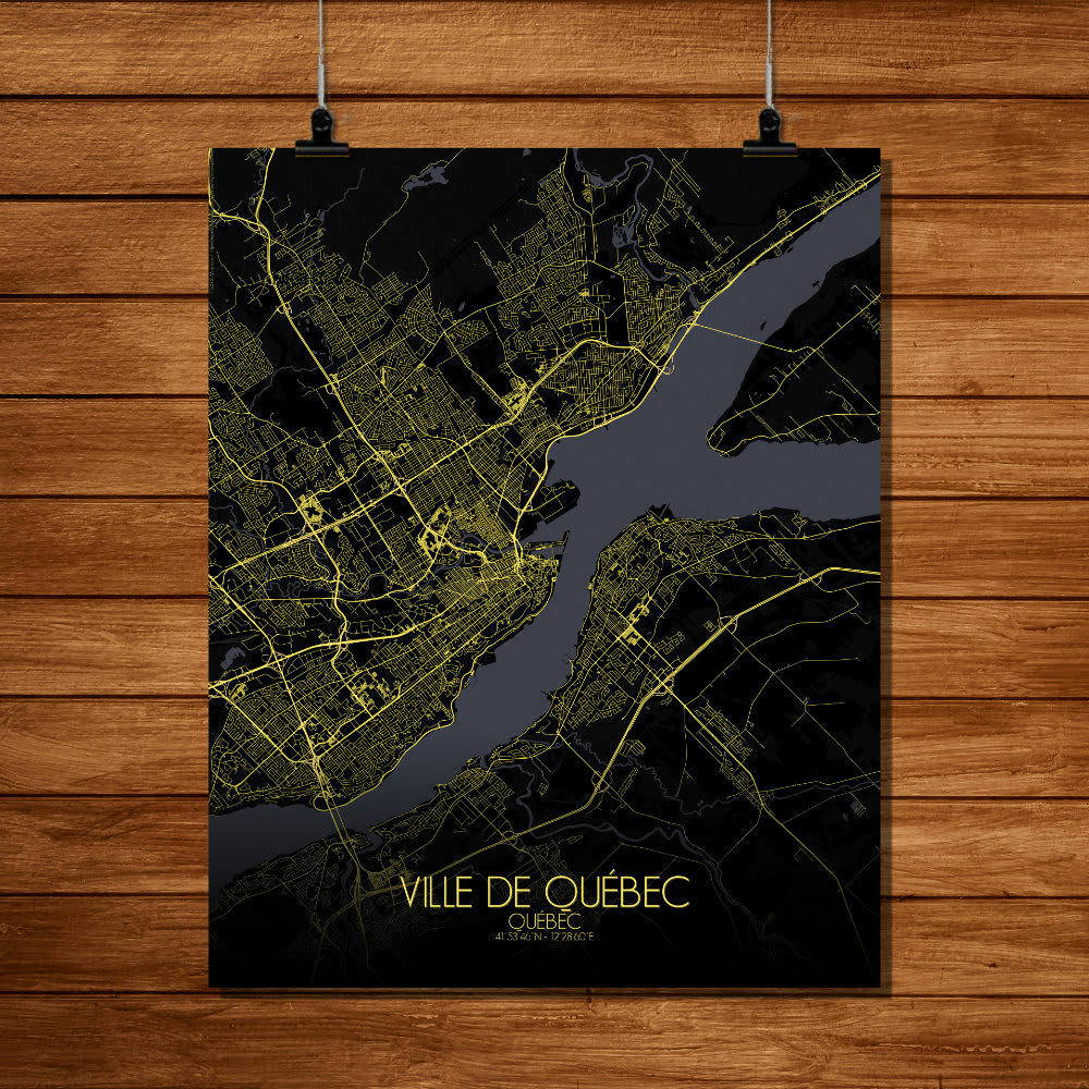 - Affiche Québec Carte Nuit 40x50