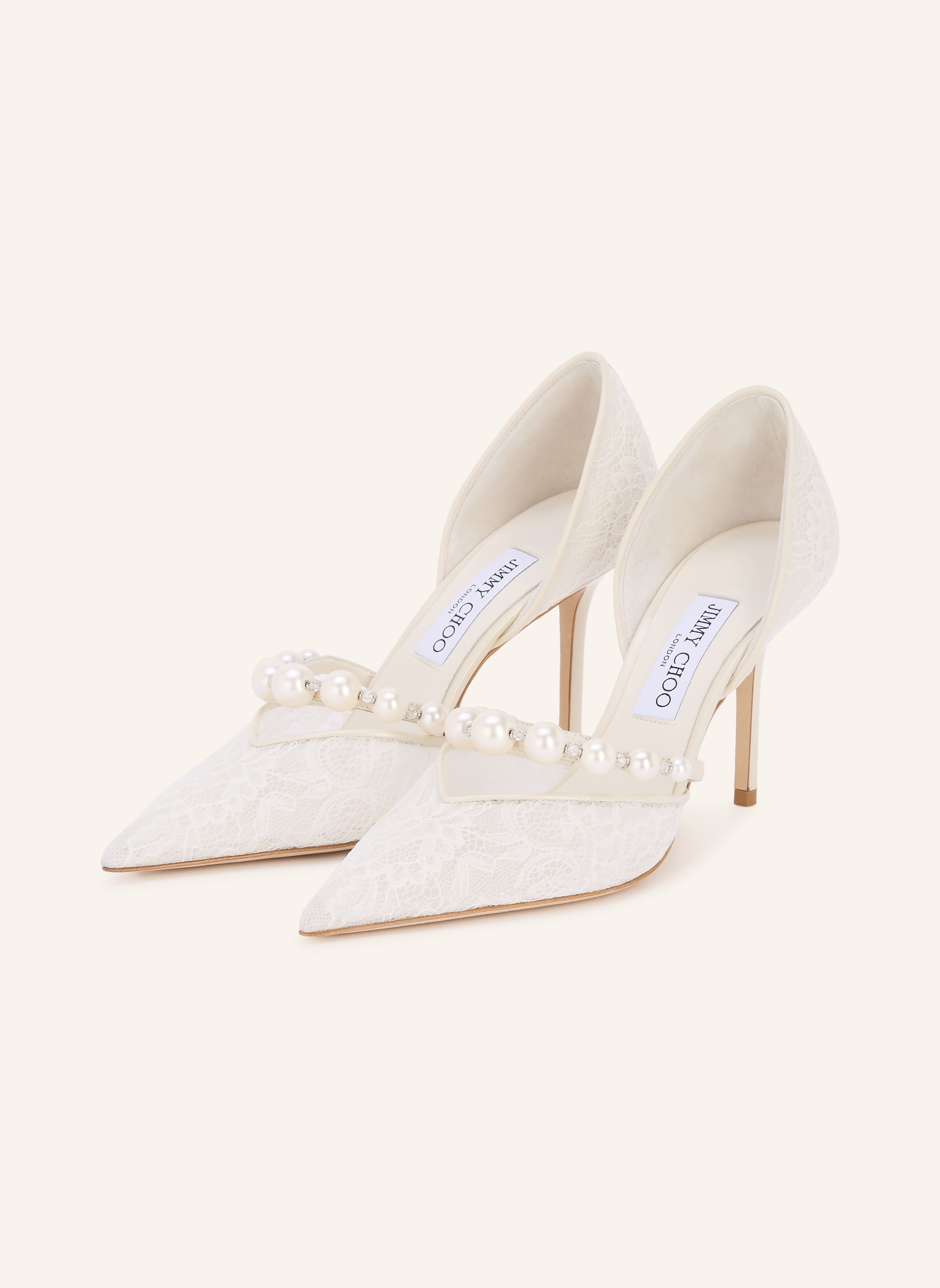 JIMMY CHOO Pumps AURELIE 85 mit Schmuckperlen und Spitze