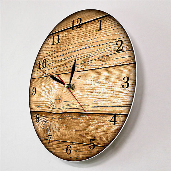 Horloge murale, en bois, silencieuse sans tic-tac, diamètre 33 cm, design, pour salon, chambre et cuisine