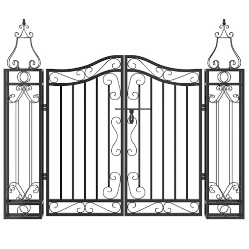 NNEVL Garden Gate Black 121x8x100 cm Wrought Iron