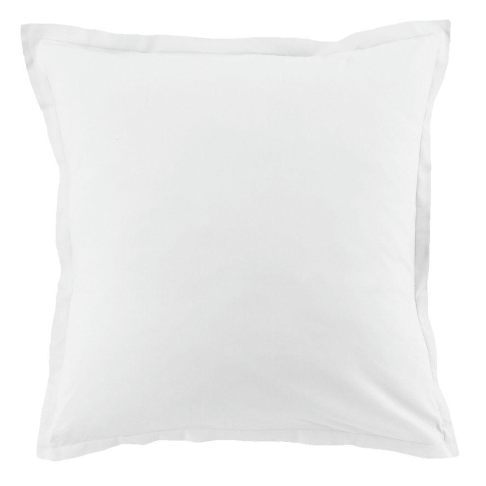 - Lot de 2 taies d'oreiller carrées coton blanc 63x63 cm