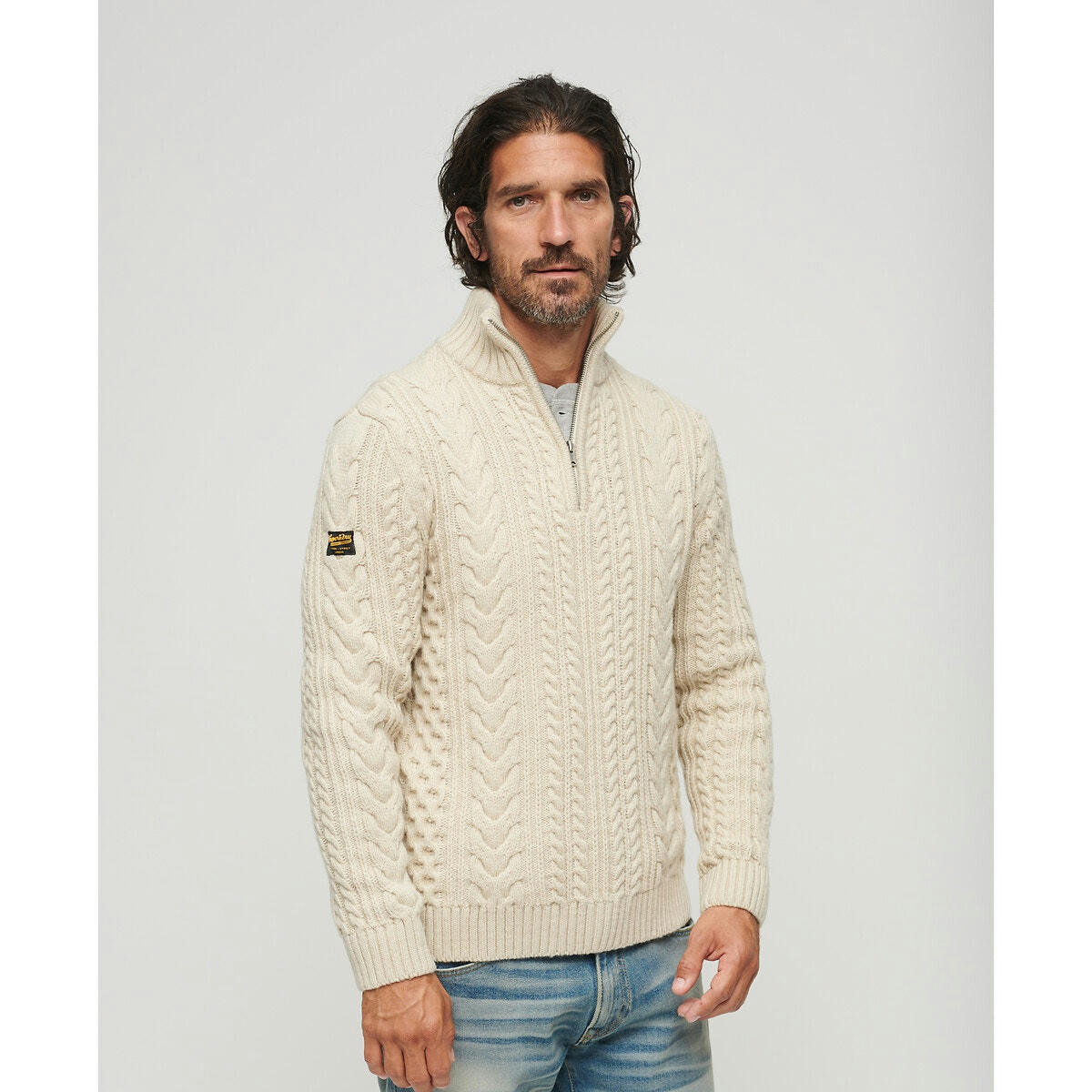 Pull vintage à col montant zippé Jacob