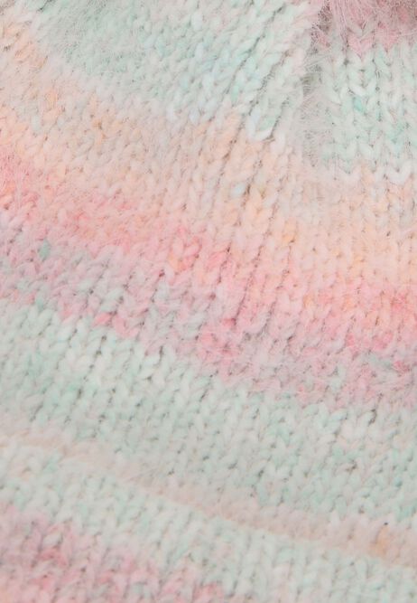 Younger Girls Pink Rainbow Chenille Bobble Hat
