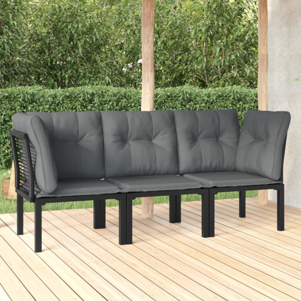 Zestaw wypoczynkowy do ogrodu Czarny Stal 2x hjørne   sofa środkowa
