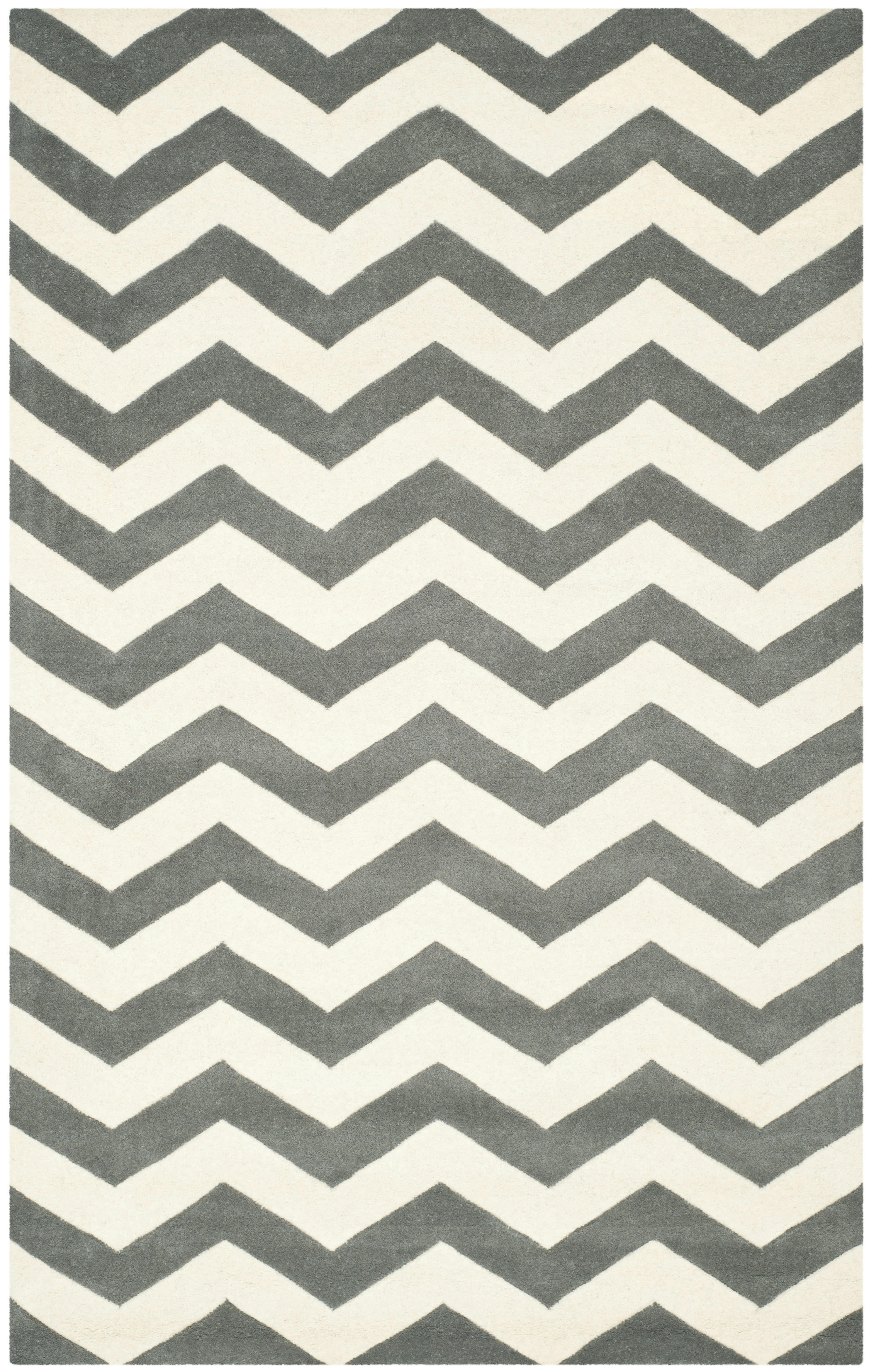 CHATHAM - Tapis de salon interieur en  gris fonce & ivoire, 152 x 244 cm