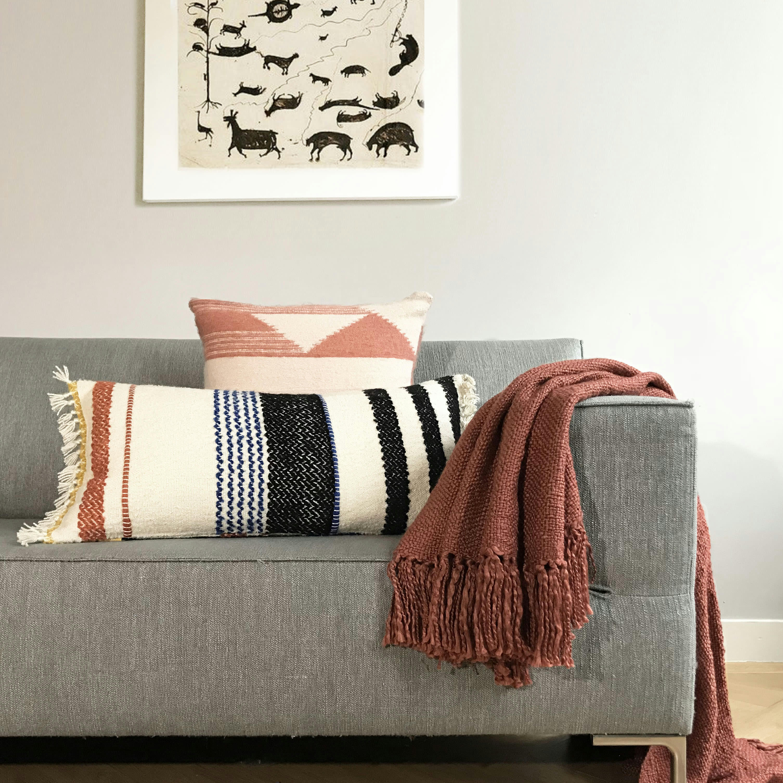 BERBER - Coussin multicolore bleu 37x70