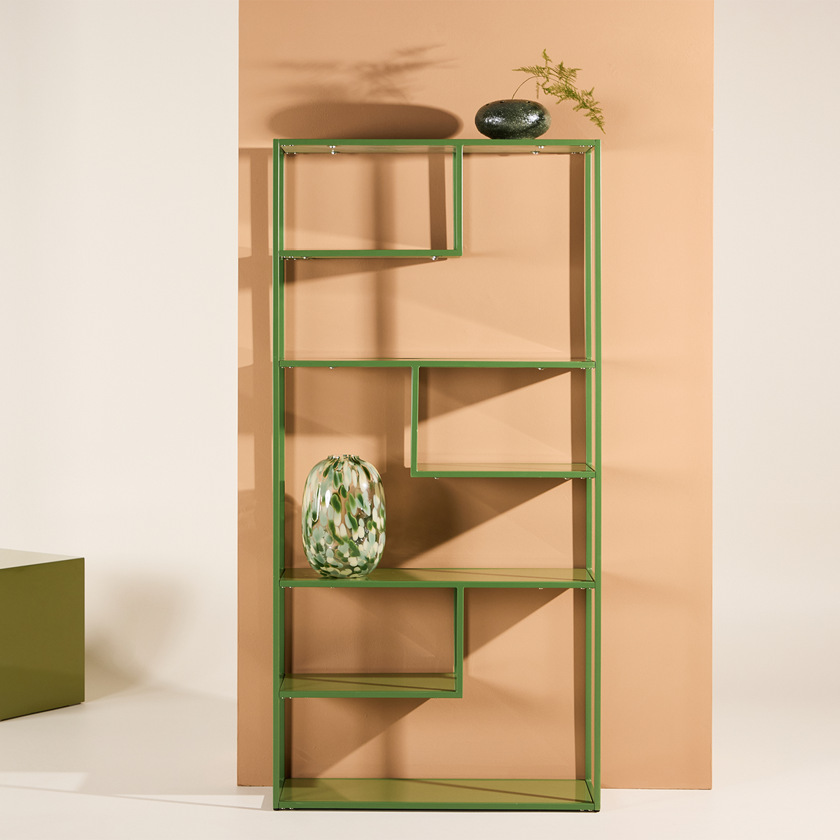 Nest living Jaxx Metalen Boekenkast Groen - 164 x 80 cm
