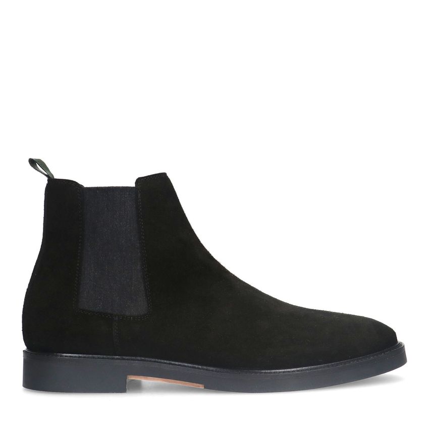Manfield Zwarte suède chelsea boots