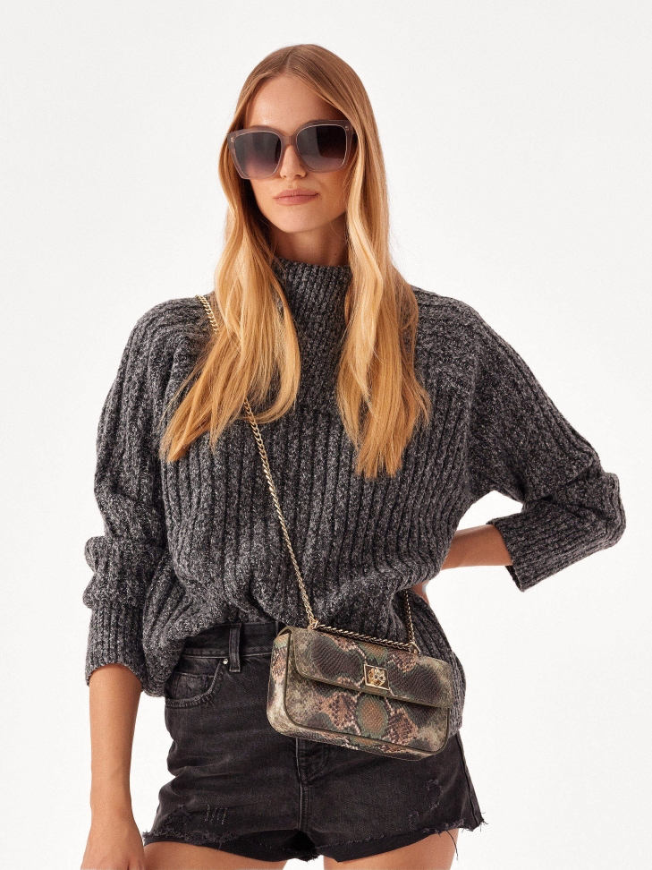 Multicolored snake pattern handbag