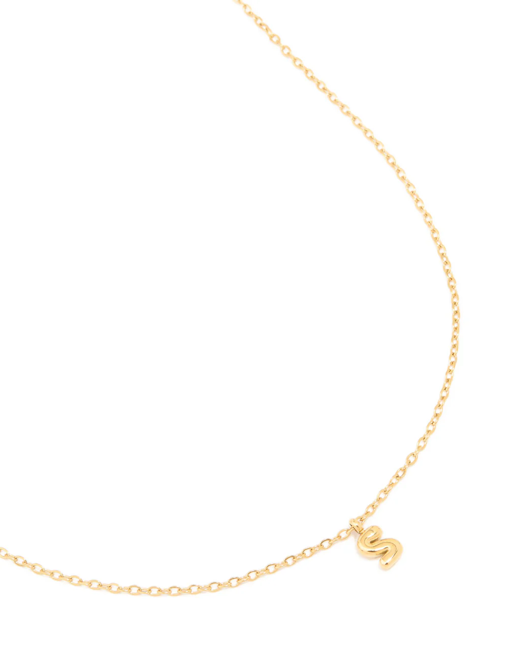 Waterproof Gold Plated Stainless Steel Mini Bubble Letter S Necklace