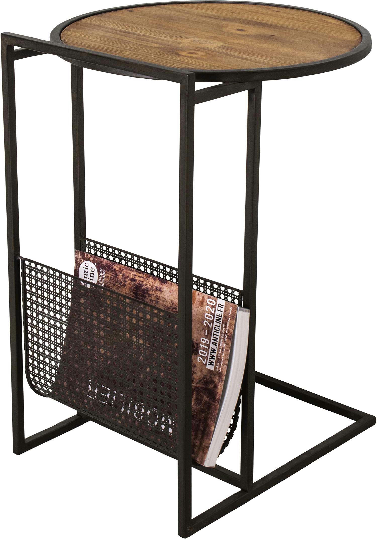 - Bout de canapé industriel avec porte-revues