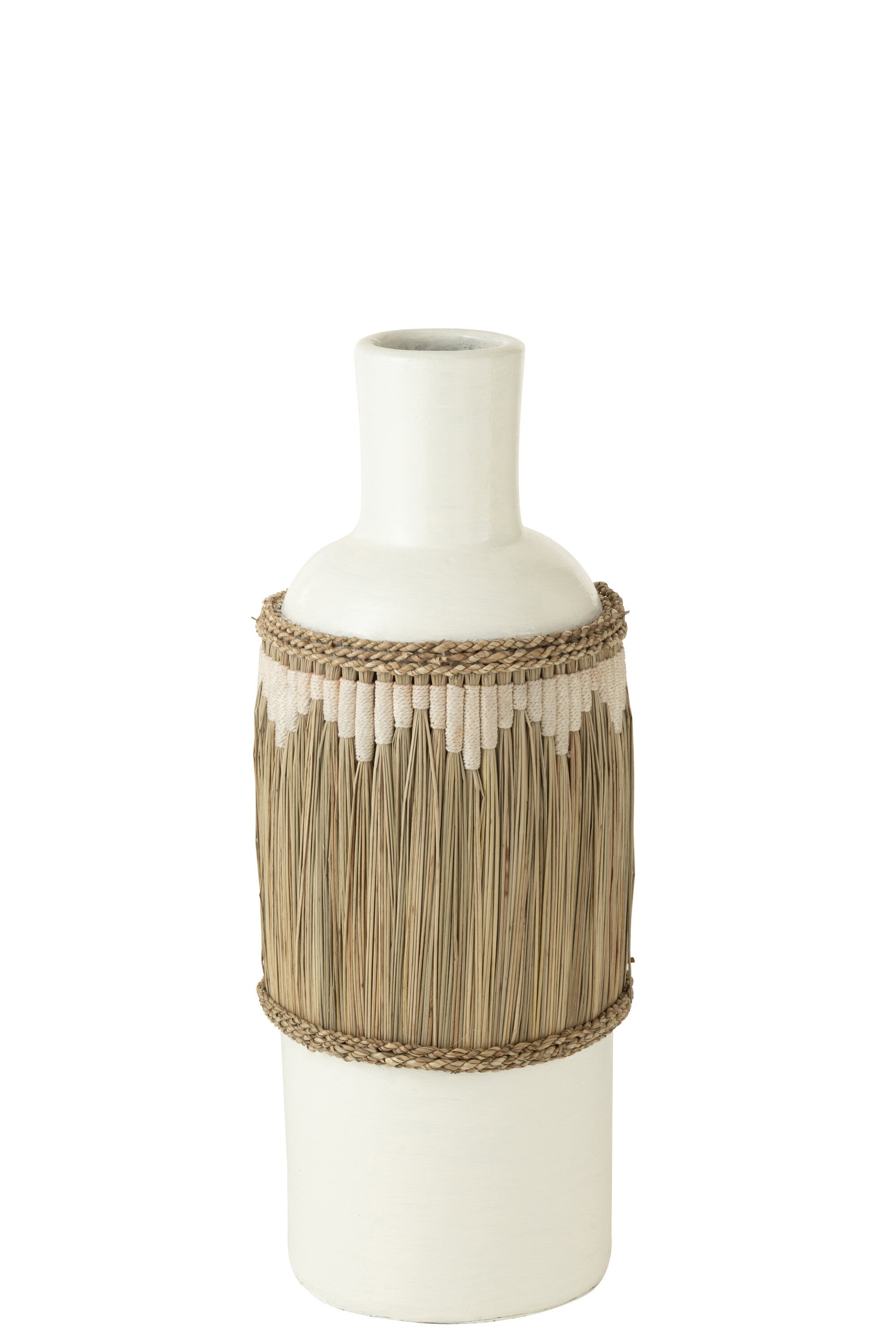 J-Line vaas Motief Terracotta gras - wit naturel - 75 cm hoog