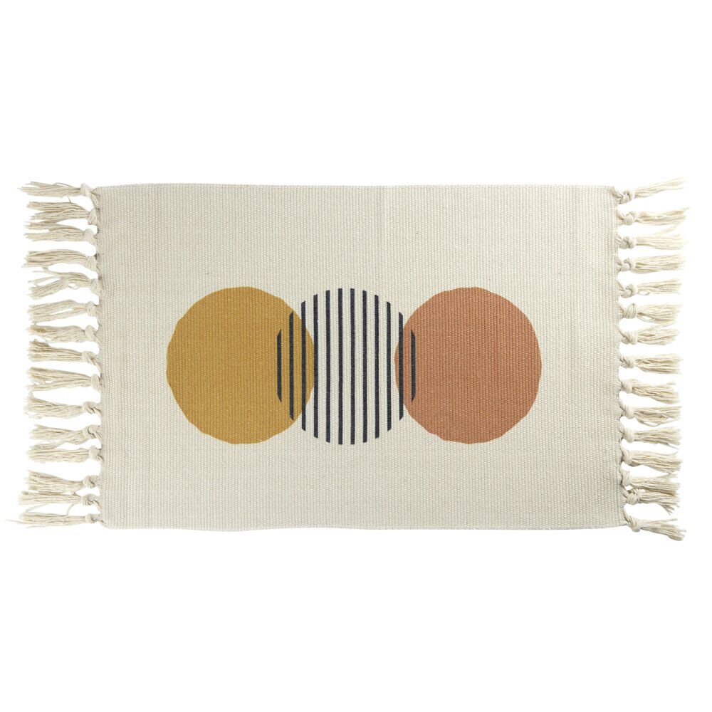 Tapis salle de bain à franges design ronds 45x70cm