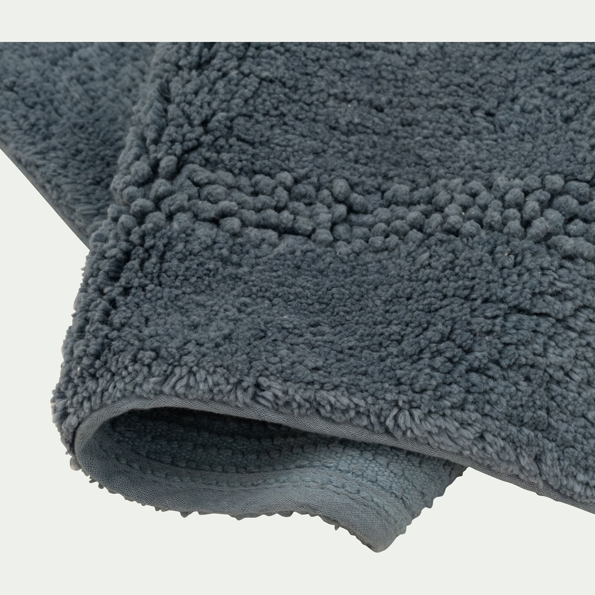 LOUCETA - Tapis de bain en coton 50x80cm - bleu autan