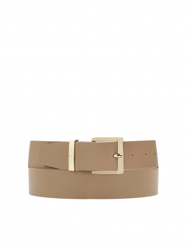Simple leather belt in taupe color