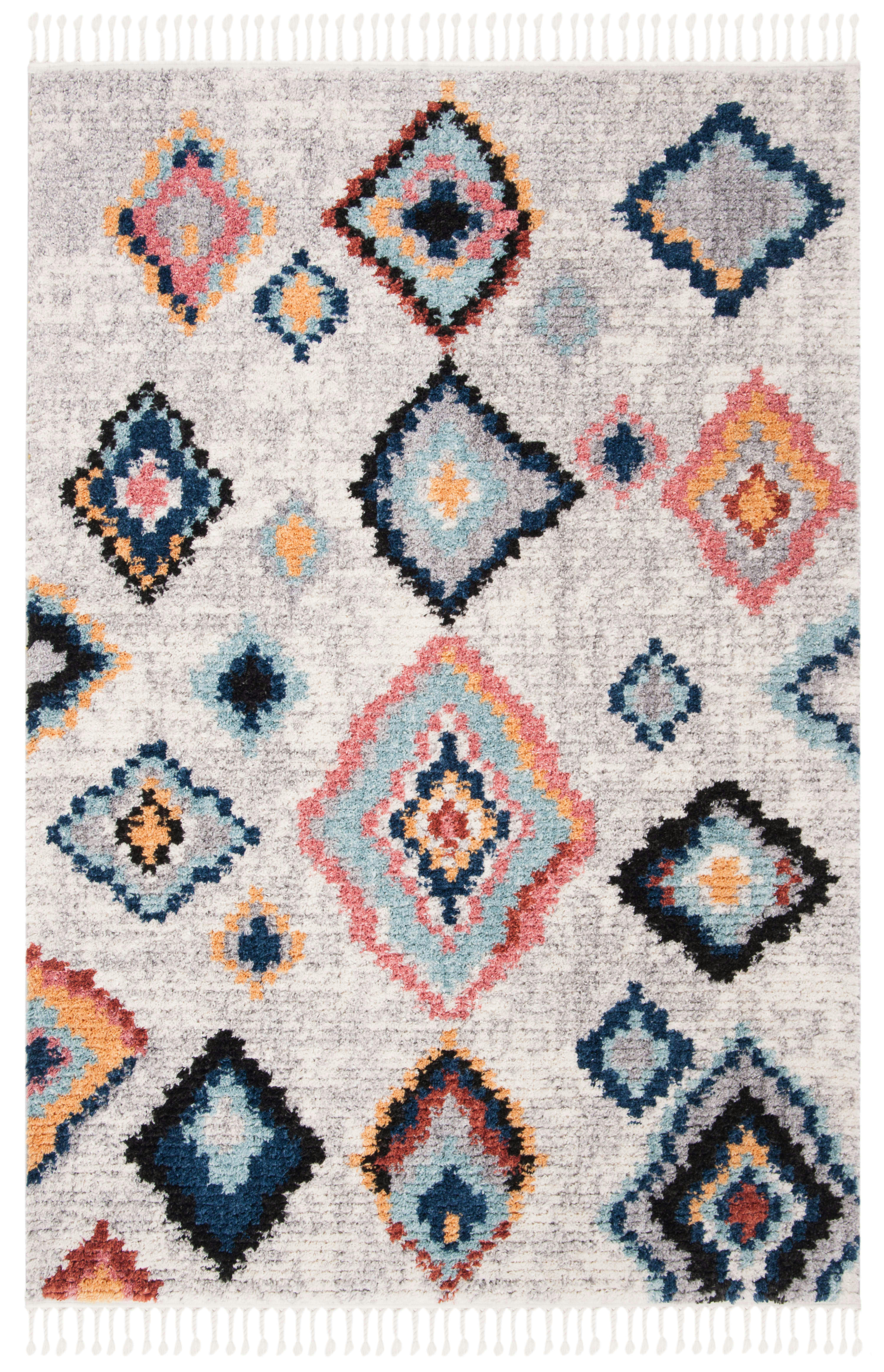 MOROCCO - Tapis de salon interieur en crème & multicolore, 122 x 183 cm
