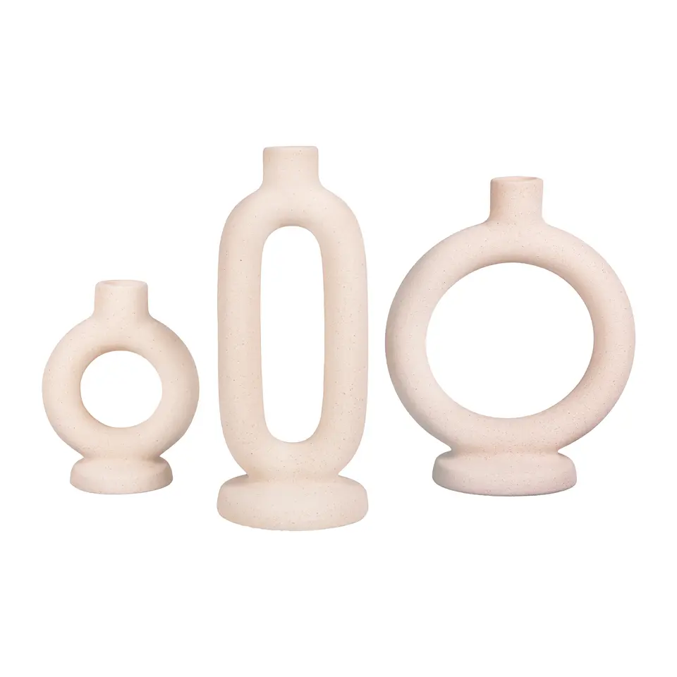 QUVIO Ovale kaarsenhouder - Ovaal - Keramiek - Gebroken wit