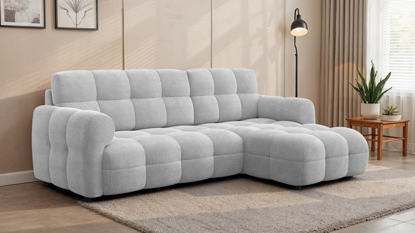 MELLOW sofa narożna 3 osobowa prawa, jasnoszara