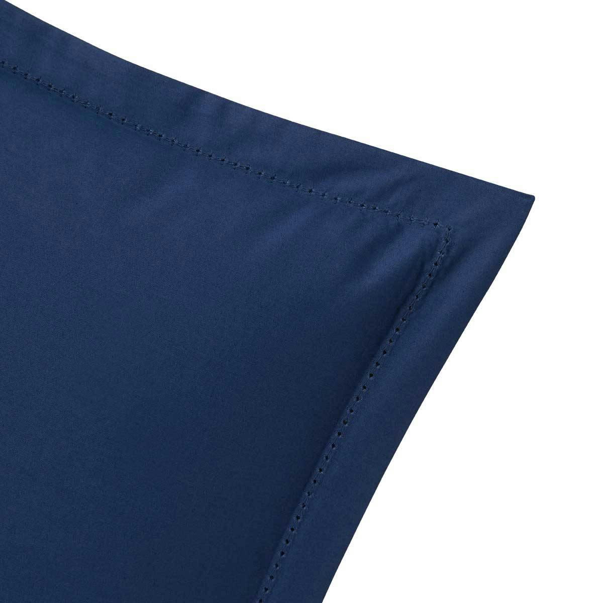 ALCOVE - Taie d'oreiller en percale de coton bleu 65 x 65 cm
