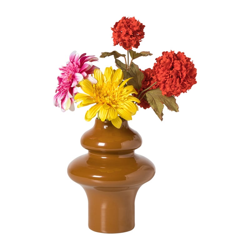 Vaas bollen breed - bruin - &Oslash;18x23 cm